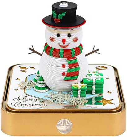 3D Memo Pad Time Piece Calendar 2027, 3D Tear-Off Art Desk Calendar 2027, Creative 3D Memo Pad Paper Art Tree House DIY Paper Carving Decoration (Christmas Snowman) by PTAEXCEL