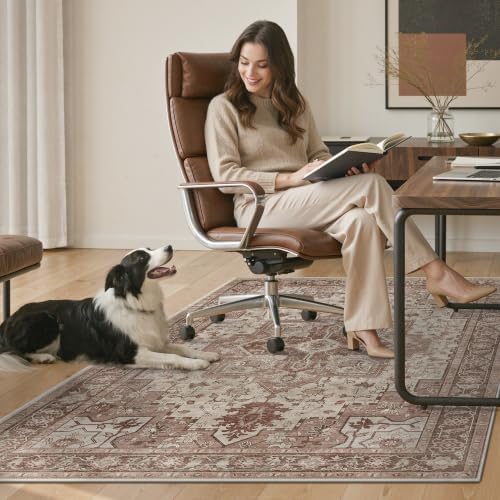 36"x48" Office Chair Mat for Hardwood Floor, Non-Slip Washable Brown Red - Image 7