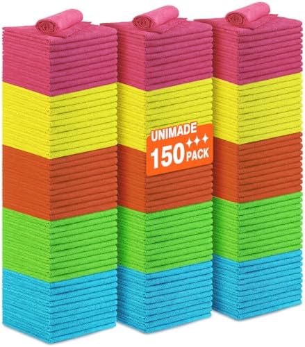UNIMADE Microfiber Cleaning Cloth, 150PK Reusable Shop Rags Bulk by Unimade