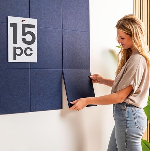 WALLHERO Large Cork Board Alternative | 15 Pack | Sizing Up to 59”x36”, Felt Wall Tiles, Office Wall Decor, Large Cork Boards for Walls, Corkboard, Cork Board for Office, Pin Board, Blue - Image 2