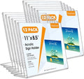 MaxGear Acrylic Sign Holder 8.5x11 Inches Horizontal 12 Pack, Slant Back by MaxGear