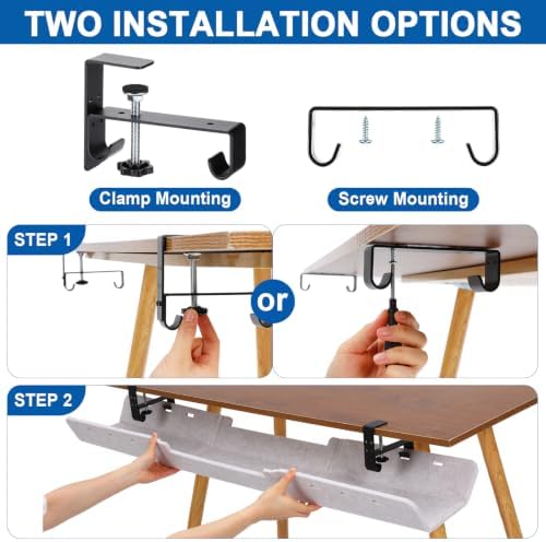Chumia Under Desk Cable Management Tray No Drill, Beige, 48 Inch - Image 4