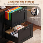 Vertical File Cabinet Bookcase with Printer Stand & Charging Station, Black - Image 6