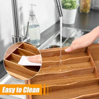 Bellsal Large Premium Acacia Wood Silverware Organizer - Expandable Utensil Drawer Organizer - 17"x19.6" Utensil Holder and Cutlery Tray with Grooved for Kitchen Flatware Utensils(7-9 Slot, Acacia) - Image 6