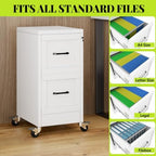 2-Drawer Rolling Metal File Cabinet with Lock, Narrow, White - Image 4