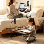 Foldable Lap Desk for Bed and Sofa, Portable Laptop Desk with Gooseneck Phone Stand, Cup Holder & Mouse Pad Extension, Extra Large Bed Desk Tray fits up to 17" Laptops (Walnut) - Image 4