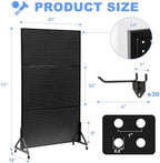 Eastern Tree Metal Pegboard Display Stand 3.5 x 6 Feet with 30 Hooks, Standing Pegboard Display with Wheels, Peg board Display Rack, Large Pegboard Panels - Black - Image 2