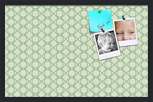 PinPix 28x18 inch Cork Bulletin Board. This Decorative Framed Pin Board Comes with Diamond Pattern in Green Design and Satin Black. Ideal for Home, Office Decor or School (PinPix-586) by PinPixBulletinBoards