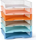 ZZYFGH 6 Pack in Trays for Teachers, Plastic Classroom Paper Organizers, Colorful Storage Baskets for Office, Stackable Office Desktop Document Paper Storage(13.4 * 9.5 * 2.7in) by ZZYFGH