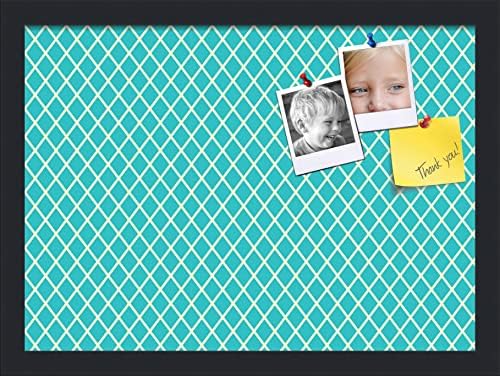 PinPix 18x13 inch Cork Bulletin Board. This Decorative Framed Pin Board Comes with Diamond Pattern in Neon Blue Design and Satin Black. Ideal for Home, Office Decor or School (PinPix-350) by PinPixBulletinBoards