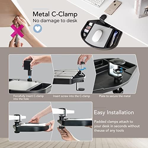 EHO Clamp-On Desk Organizer, Multifunctional with Pencil Drawer, Mouse Pad Storage, Swivel, Spill-Proof, Under Desk Storage, Easy Installation, Reduces Clutter, TAA-Compliant - Image 2