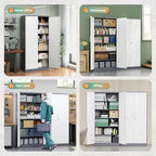 Letaya Metal Storage Cabinet with Lock Door, 71" Adjustable Shelf Steel Lockers for Office, Home,School,Garage Utility Tool Cabinet (2 Door-White&Gray) - Image 6