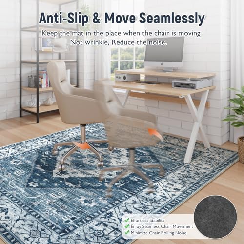 Anidaroel 5x7 Chair Mat for Hardwood Floor, Desk Mat for Chair, Office Floor Mat, Anti-Slip Rolling Chair Mat for Hardwood, Low Pile Carpet Protector Floor Mat, Blue - Image 4