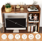 Desktop Bookshelf, 3-Tier Wood Countertop Bookcase with 5 Shelves, Desk Hutch for College Dorm, Multipurpose Desk Organizer Shelf Display Rack for Home Office, Hutch Top Only - Image 6