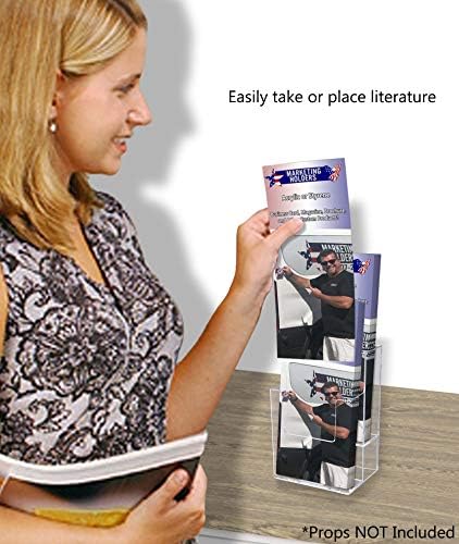 Marketing Holders 12 Pack Brochure Holder Multi Slot Rack for 4" Trifolds Maps or Menus All In One No Assembly Clear Take One Handouts Counter or Hanging Bin for Schools and Libraries - Image 2