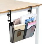 Clamp On Desk Organizer, 2-IN-1 Under Desk Side Organizer Storage, Wall Mounted Mesh File Rack, Hanging Office Organization for Document Magazine Paper School Supplies by AojSup