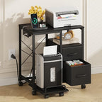 YAOHUOO Printer Stand with Power Outlet/Drawers, Printer and Shredder Stand by YAOHUOO