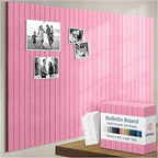 X-Large Cork Board Alternative 12-Pack Felt Bulletin Board Thick and Decorative Pin Board for Home Office Walls 47.24 x 35.43 Inches with 72 Adhesive Tabs - [Chic Pink] by EkkogoAcousticPanels