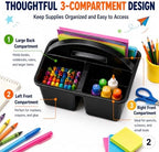 Haundry 6 Pack Black Classroom Caddy, 3-Compartment Plastic Supply Bins - Image 4