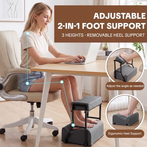 BALAPET Adjustable Foot Rest Under Desk, 3 Heights and Heel Support - Image 2