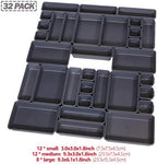 Set of 32 Interlocking Desk Drawer Organizer Tray Dividers Plastic Shallow Narrow Drawers Organizers Separators Storage Bins Container for Kitchen Bathroom Makeup Office Vanity Bedroom Dresser - Image 2
