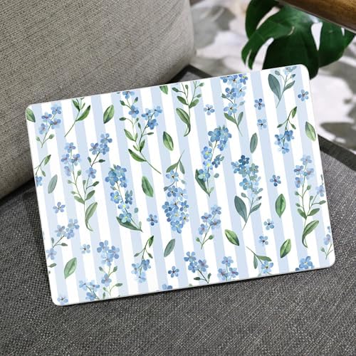 MEEgoodo for MacBook Air 13.3 inch Case 2021 2020 2019 2018 A2337 M1 A2179 A1932, Shell for MacBook Air M1 with Keyboard Webcam Cover & Trackpad Film & Type C Adapter, Blue Watercolor Flowers&Stripes - Image 6