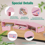 OPNICE Desk Organizer and Accessories, Computer Monitor Stand Riser with Drawer and 2 Pen Holders, Laptop Stand, Office Desk Accessories for Office Supplies, Pink - Image 2
