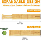 SpaceAid Bamboo Drawer Dividers with Inserts and Labels, Kitchen Adjustable Drawer Organizers, Expandable Organization for Home, Office, Dressers and Bathroom, 6 Dividers with 12 Inserts (13.25-17 in) - Image 6