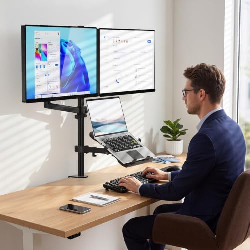 WALI Dual Monitor and Laptop Stand for 17" Notebook and 32" Screens - Image 6