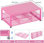 OPNICE Desk Organizers and Accessories, Computer Monitor Stand Riser with Drawer and 2 Pen Holders, Printer & Laptop Stand, Office Desk Accessories & Workspace Organizers for Home Office Supplies, Carmine Rose - Image 2