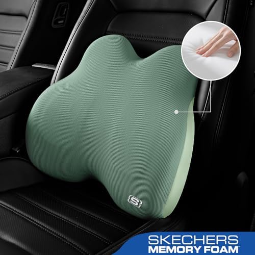 Skechers Women’s Lumbar Pillow, Memory Foam Lumbar Support Pillow for Office,Chair Lower Back Pain Relief Lumbar Pillow,Ergonomic Design Back Support Pillow for Office Chair,Car,Home,Travel,Green - Image 2