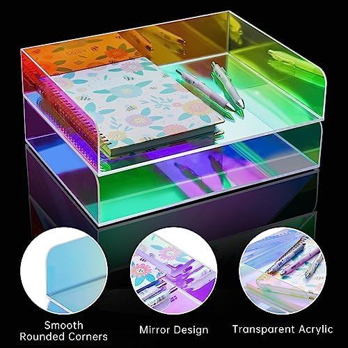 2-Tier Letter Tray Stackable Acrylic Desk Organizer File Holder - Image 2