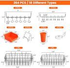 ENJOYWOOD 264 PCS Pegboard Organizer Accessories Kit Hooks Assortment - Image 3
