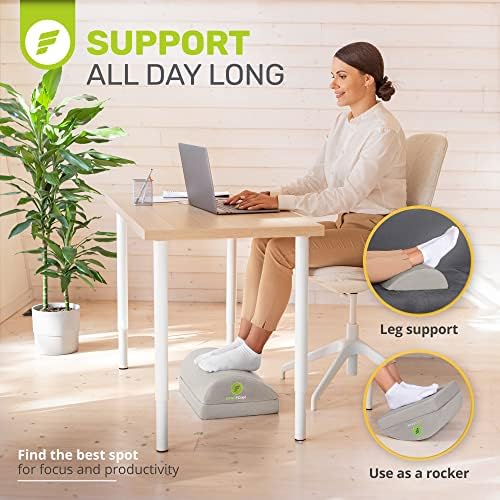 ErgoFoam Foot Rest - Chiropractor-Endorsed Orthopedic Teardrop Design - 2in1 Adjustable Premium Under Desk Footrest - Ergonomic Foot Rest for Lumbar, Back, Knee Pain (Grey) - Image 5