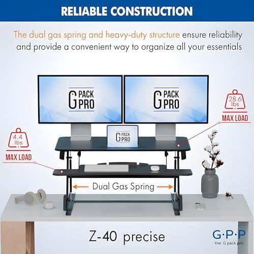 40 Inch Standing Desk Converter, Adjustable Height - Image 6