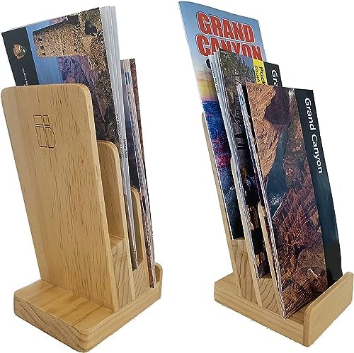 Elegant 3-Tier Pine Wood Literature Holder, Trifold Brochure Holder, Flyer Holder, Postcard Display and Countertop Wooden Display Stand [Pack of 2] - Image 3