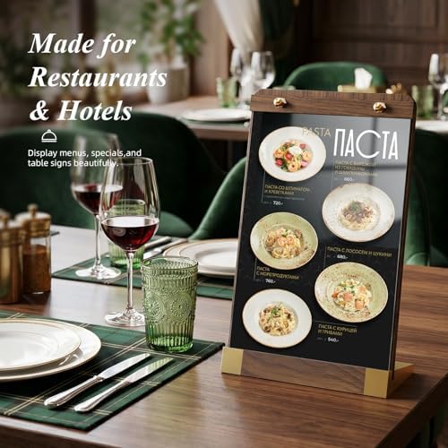 PPH-Sisy 4 Pack Acrylic Sign Holders 8.5 x 11 with Wood Base, Tabletop Display Sign Stand for Menu Flyer Poster, Clear Acrylic Paper Frame for Restaurant Coffee Shop Hotel Office Exhibition - Image 5