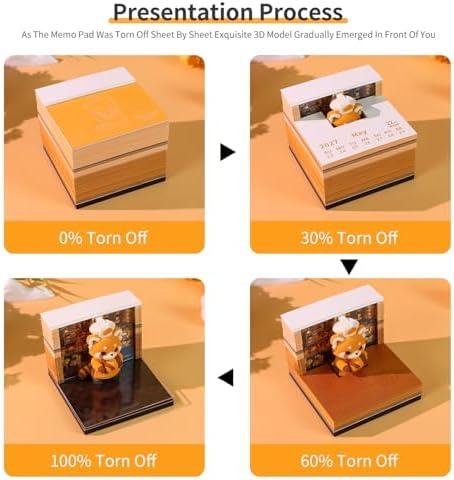 3D Calendar 2027, 3D Memo Pad Art Sticky Notes, Time Piece Calendar 2027, Creative Weekly Notepad with Light, Paper Carving Art Desktop Gift for Christmas Birthday Anniversaries (Raccoon) - Image 5