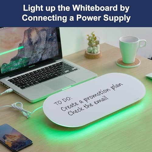 TSJ OFFICE Glass Desktop Whiteboard - 17 X 7 Inches Small Dry Erase Board with Green Light, Glass White Board Surface Notepad with 1 Drawer, Desk Organizers for Office, Home, School Supplies - Image 6