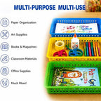 Svartur Classroom Paper Tray Set of 6, Plastic Turn in Trays for Classroom, Stackable Letter Size Organizer Bins with Handles, Teacher Storage Baskets for School Supplies, Art, Office Organization - Image 6