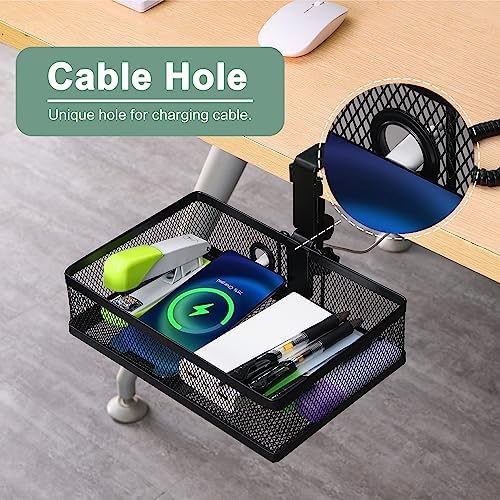 ROSYLINE Rotary Under Desk Storage Organizer with Cup Holder & Drawer Tray - Image 4