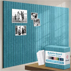 X-Large Cork Board Alternative 12-Pack Felt Bulletin Board Thick and Decorative Pin Board for Home Office Walls 47.24 x 35.43 Inches with 72 Adhesive Tabs - [Light Turquoise] by EkkogoAcousticPanels