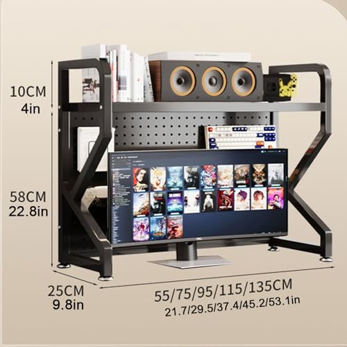 Desktop Hutch Bookshelf,Metal Desktop Bookcase with Pegboard, Desk Shelf,Countertop Storage Organizer Rack for Dorm Or Office,Vanity,Bedroom,Bathroom(White,53in/135cm) - Image 7