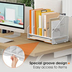 5 Vertical Mesh Desk Organizer with Paper Letter Tray, White - Image 6