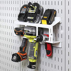Wall Control Drill Holder Power Tool Storage Rack - Compact Impact Drill Battery Power Tool Pegboard Organizer Pegboard (White) - Image 3