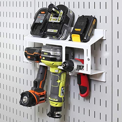 Wall Control Drill Holder Power Tool Storage Rack - Compact Impact Drill Battery Power Tool Pegboard Organizer Pegboard (White) - Image 3