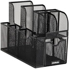 Mind Reader Countertop Organizer, Office Breakroom or Desktop Storage, 10-Compartment Caddy, Metal Mesh, Black - Image 5