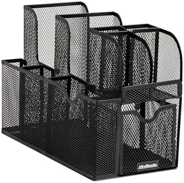 Mind Reader Countertop Organizer, Office Breakroom or Desktop Storage, 10-Compartment Caddy, Metal Mesh, Black - Image 5
