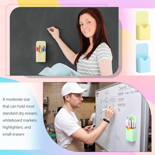 Novabright 48 Pack Magnetic Pen Marker Holder Bulk Wall Mounted Marker Organizer for Whiteboard, Fridge, Office for Dry Erase Markers, Pens, Erasers(Pastel Color) - Image 3
