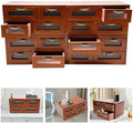 Retro 16-Drawer Wooden Drawers Organizer, Stackable or Standalone Desktop Medicine Cabinet Organizer with Drawers & Labels Herbal、Tea Bag、Jewelry (Transparent Drawer) by Unknown